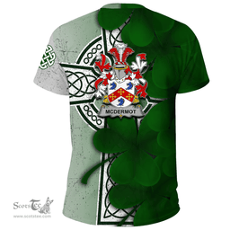 ScotsTee Shop Irish McDermot Coat of Arms Irish Family Crest T Shirt Irish Shamrock Celtic Cross T Shirt