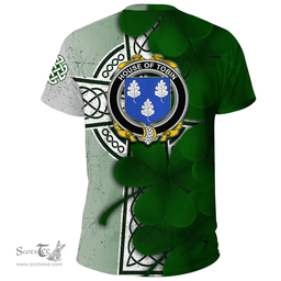 ScotsTee Shop Irish House of TOBIN Coat of Arms Irish Family Crest T Shirt Irish Shamrock Celtic Cross T Shirt