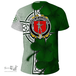 ScotsTee Shop Irish House of O LOUGHLIN Coat of Arms Irish Family Crest T Shirt Irish Shamrock Celtic Cross T Shirt