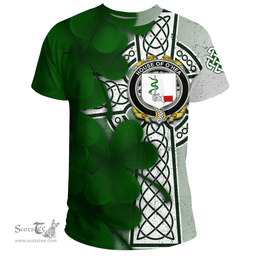 ScotsTee Shop Irish House of O HEA Coat of Arms Irish Family Crest T Shirt Irish Shamrock Celtic Cross T Shirt