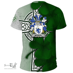 ScotsTee Shop Irish McRery or McCrery Coat of Arms Irish Family Crest T Shirt Irish Shamrock Celtic Cross T Shirt