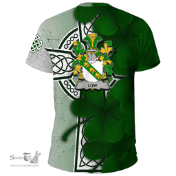 ScotsTee Shop Irish Low Coat of Arms Irish Family Crest T Shirt Irish Shamrock Celtic Cross T Shirt