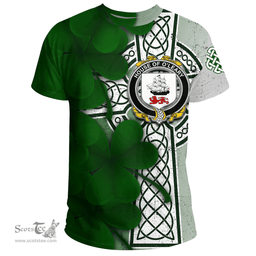 ScotsTee Shop Irish House of O LEARY Coat of Arms Irish Family Crest T Shirt Irish Shamrock Celtic Cross T Shirt