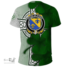 ScotsTee Shop Irish House of O SHEA Coat of Arms Irish Family Crest T Shirt Irish Shamrock Celtic Cross T Shirt