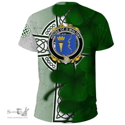 ScotsTee Shop Irish House of O MOLONY Coat of Arms Irish Family Crest T Shirt Irish Shamrock Celtic Cross T Shirt
