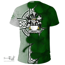 ScotsTee Shop Irish Misset Coat of Arms Irish Family Crest T Shirt Irish Shamrock Celtic Cross T Shirt