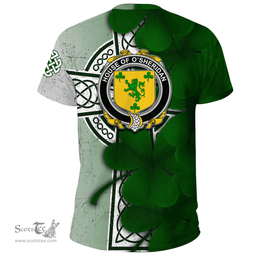 ScotsTee Shop Irish House of O SHERIDAN Coat of Arms Irish Family Crest T Shirt Irish Shamrock Celtic Cross T Shirt