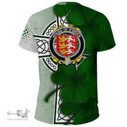 ScotsTee Shop Irish House of O BRIEN Coat of Arms Irish Family Crest T Shirt Irish Shamrock Celtic Cross T Shirt