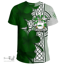 ScotsTee Shop Irish Rossiter Coat of Arms Irish Family Crest T Shirt Irish Shamrock Celtic Cross T Shirt