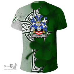 ScotsTee Shop Irish Rafter Coat of Arms Irish Family Crest T Shirt Irish Shamrock Celtic Cross T Shirt