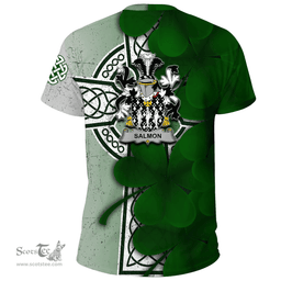 ScotsTee Shop Irish Salmon Coat of Arms Irish Family Crest T Shirt Irish Shamrock Celtic Cross T Shirt