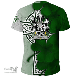 ScotsTee Shop Irish Wemyss Coat of Arms Irish Family Crest T Shirt Irish Shamrock Celtic Cross T Shirt