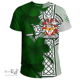 ScotsTee Shop Irish Orr Coat of Arms Irish Family Crest T Shirt Irish Shamrock Celtic Cross T Shirt