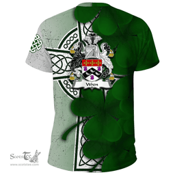 ScotsTee Shop Irish Wren or Wrenn Coat of Arms Irish Family Crest T Shirt Irish Shamrock Celtic Cross T Shirt
