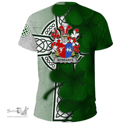 ScotsTee Shop Irish Wybrants Coat of Arms Irish Family Crest T Shirt Irish Shamrock Celtic Cross T Shirt
