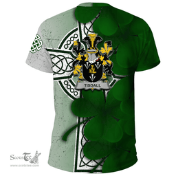 ScotsTee Shop Irish Tisdall or Tisdale Coat of Arms Irish Family Crest T Shirt Irish Shamrock Celtic Cross T Shirt