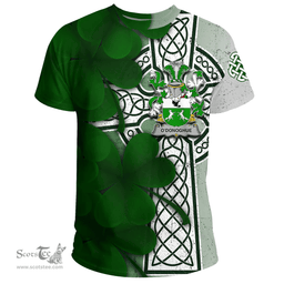 ScotsTee Shop Irish O Donoghue Coat of Arms Irish Family Crest T Shirt Irish Shamrock Celtic Cross T Shirt