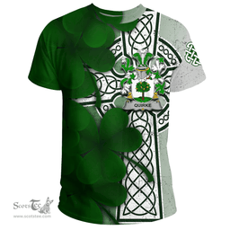 ScotsTee Shop Irish Quirke or O Quirke Coat of Arms Irish Family Crest T Shirt Irish Shamrock Celtic Cross T Shirt