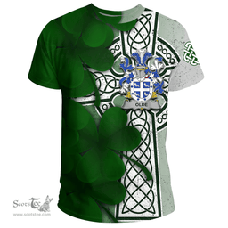 ScotsTee Shop Irish Olde Coat of Arms Irish Family Crest T Shirt Irish Shamrock Celtic Cross T Shirt