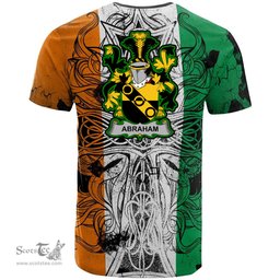 ScotsTee Shop Irish Abraham Coat of Arms Irish Family Crest T Shirt Celtic Ireland Green, White and Orange T Shirt