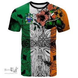 ScotsTee Shop Irish Bareth Coat of Arms Irish Family Crest T Shirt Celtic Ireland Green, White and Orange T Shirt