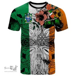 ScotsTee Shop Irish Fennelly or O Fennelly Coat of Arms Irish Family Crest T Shirt Celtic Ireland Green, White and Orange T Shirt