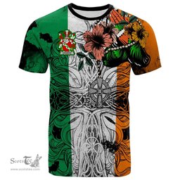 ScotsTee Shop Irish Crowder Coat of Arms Irish Family Crest T Shirt Celtic Ireland Green, White and Orange T Shirt
