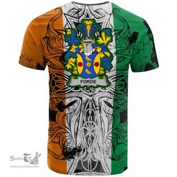 ScotsTee Shop Irish Forde or Consnave Coat of Arms Irish Family Crest T Shirt Celtic Ireland Green, White and Orange T Shirt