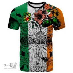 ScotsTee Shop Irish Giggins Coat of Arms Irish Family Crest T Shirt Celtic Ireland Green, White and Orange T Shirt