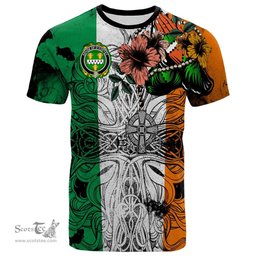 ScotsTee Shop Irish House of O COFFEY Coat of Arms Irish Family Crest T Shirt Celtic Ireland Green, White and Orange T Shirt
