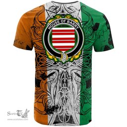 ScotsTee Shop Irish House of BARRY Coat of Arms Irish Family Crest T Shirt Celtic Ireland Green, White and Orange T Shirt