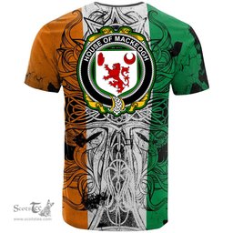 ScotsTee Shop Irish House of MACKEOGH Coat of Arms Irish Family Crest T Shirt Celtic Ireland Green, White and Orange T Shirt