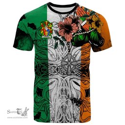 ScotsTee Shop Irish Graves or Greaves Coat of Arms Irish Family Crest T Shirt Celtic Ireland Green, White and Orange T Shirt