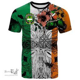 ScotsTee Shop Irish House of MACKENNA Coat of Arms Irish Family Crest T Shirt Celtic Ireland Green, White and Orange T Shirt