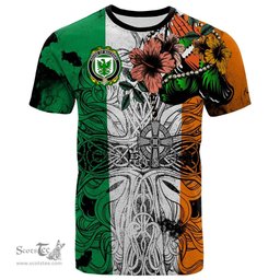 ScotsTee Shop Irish House of MACENIRY Coat of Arms Irish Family Crest T Shirt Celtic Ireland Green, White and Orange T Shirt