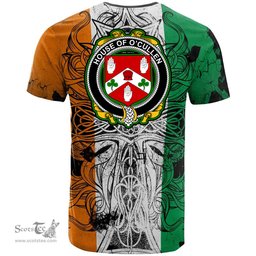 ScotsTee Shop Irish House of O CULLEN Coat of Arms Irish Family Crest T Shirt Celtic Ireland Green, White and Orange T Shirt