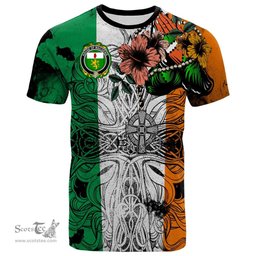 ScotsTee Shop Irish House of MACGENIS Coat of Arms Irish Family Crest T Shirt Celtic Ireland Green, White and Orange T Shirt