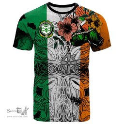 ScotsTee Shop Irish House of MACGARRY Coat of Arms Irish Family Crest T Shirt Celtic Ireland Green, White and Orange T Shirt