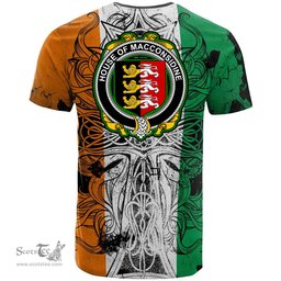 ScotsTee Shop Irish House of MACCONSIDINE Coat of Arms Irish Family Crest T Shirt Celtic Ireland Green, White and Orange T Shirt