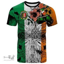 ScotsTee Shop Irish House of MACCONSIDINE Coat of Arms Irish Family Crest T Shirt Celtic Ireland Green, White and Orange T Shirt