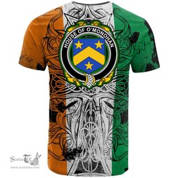 ScotsTee Shop Irish House of O MONOHAN Coat of Arms Irish Family Crest T Shirt Celtic Ireland Green, White and Orange T Shirt