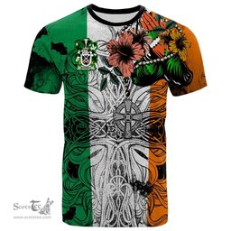 ScotsTee Shop Irish Maxwell Coat of Arms Irish Family Crest T Shirt Celtic Ireland Green, White and Orange T Shirt