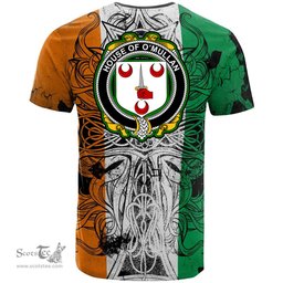ScotsTee Shop Irish House of O MULLAN Coat of Arms Irish Family Crest T Shirt Celtic Ireland Green, White and Orange T Shirt