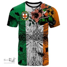 ScotsTee Shop Irish House of O HURLEY Coat of Arms Irish Family Crest T Shirt Celtic Ireland Green, White and Orange T Shirt