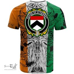 ScotsTee Shop Irish House of O TIERNEY Coat of Arms Irish Family Crest T Shirt Celtic Ireland Green, White and Orange T Shirt