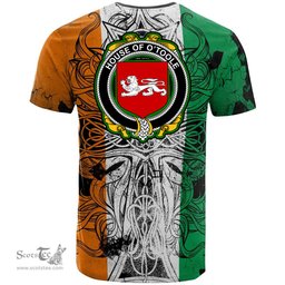 ScotsTee Shop Irish House of O TOOLE Coat of Arms Irish Family Crest T Shirt Celtic Ireland Green, White and Orange T Shirt