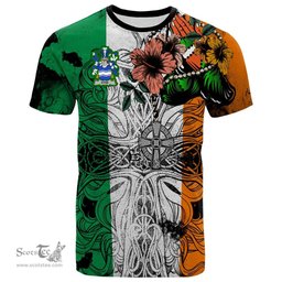 ScotsTee Shop Irish Kyne or O Kyne Coat of Arms Irish Family Crest T Shirt Celtic Ireland Green, White and Orange T Shirt
