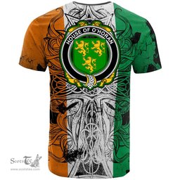ScotsTee Shop Irish House of O HORAN Coat of Arms Irish Family Crest T Shirt Celtic Ireland Green, White and Orange T Shirt