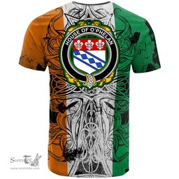 ScotsTee Shop Irish House of O PHELAN Coat of Arms Irish Family Crest T Shirt Celtic Ireland Green, White and Orange T Shirt