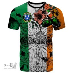 ScotsTee Shop Irish House of TOBIN Coat of Arms Irish Family Crest T Shirt Celtic Ireland Green, White and Orange T Shirt